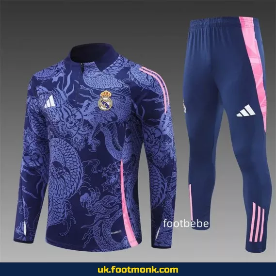 Real Madrid 2024 2025 half-zip tracksuit dragon violet.