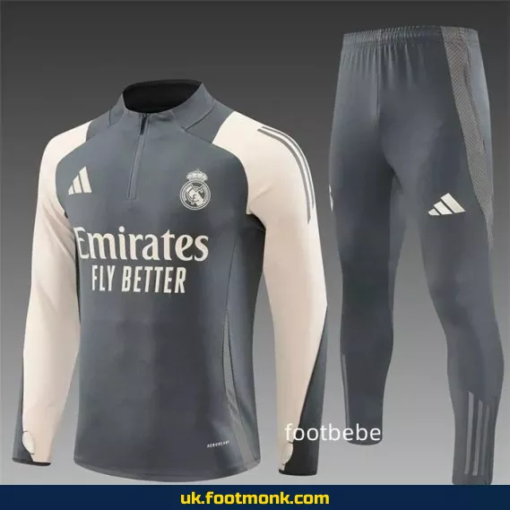 Real Madrid 2024 2025 half-zip tracksuit dark gray.