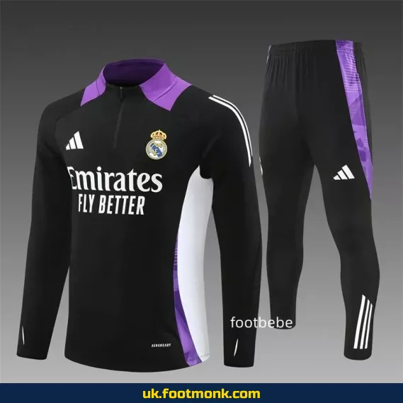 Real Madrid 2024 2025 black purple tracksuit.