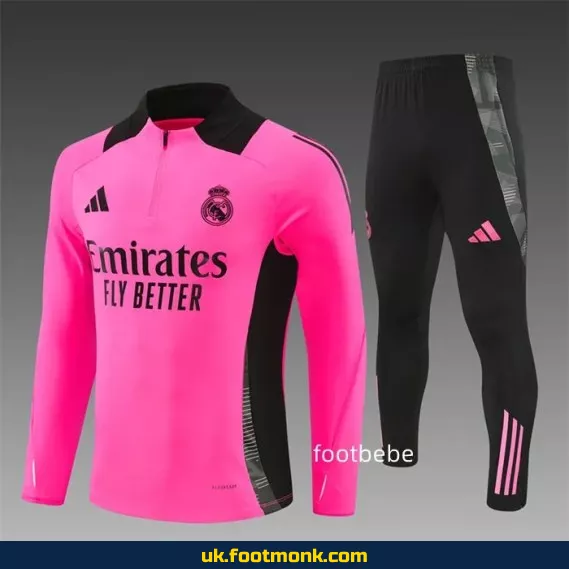 Real Madrid 2024 2025 red pink tracksuit.