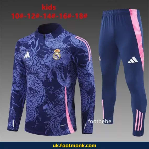 Real Madrid Kids Tracksuit 2024 2025 purple dragon.