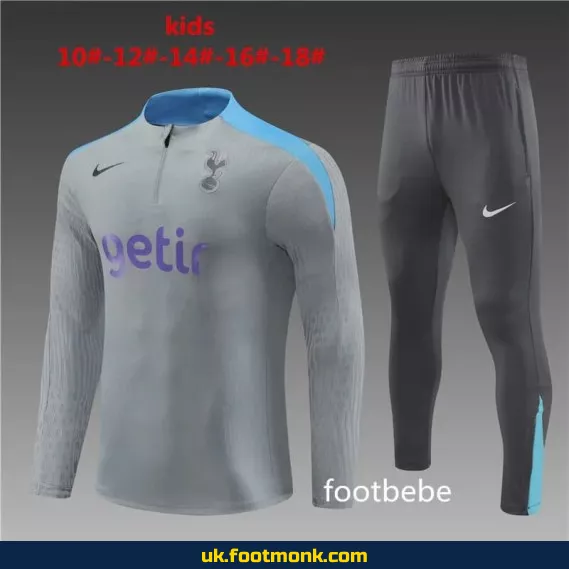 Tottenham tracksuit kids 2024 2025 light gray.